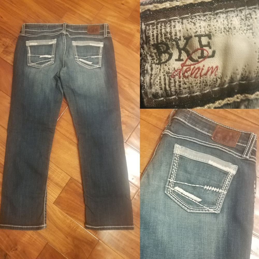 BKE Designer Denim Stella Crop Blue Jeans sz 28